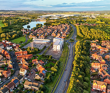 An aerial view of Manvers, Rotherham, South Yorkshire